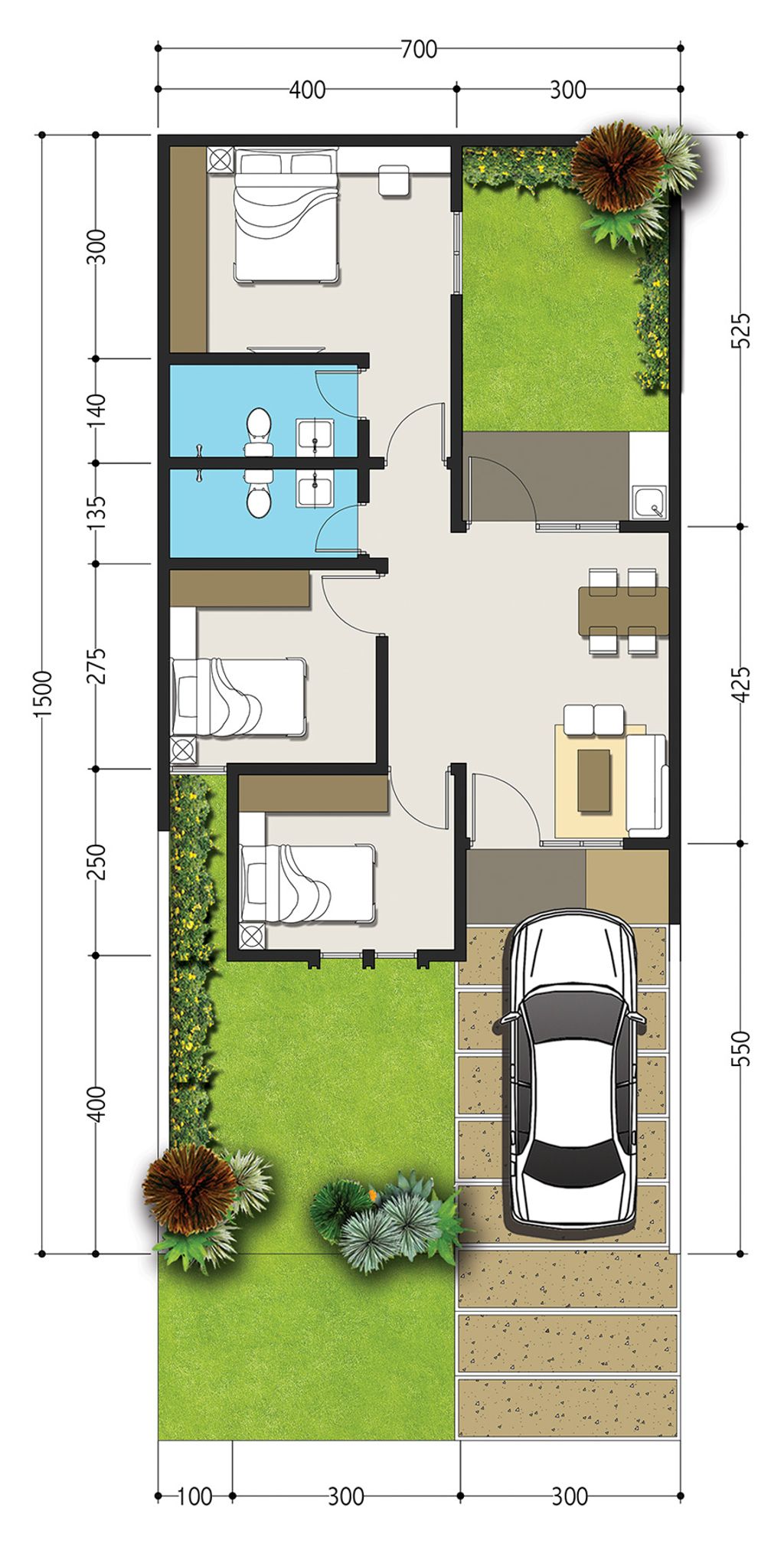 foto denah rumah tipe 62/105 Boulevard perumahan ROYAL SENTRALAND BTP