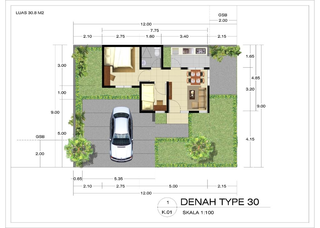 foto denah rumah tipe Emerald 152 / 30 perumahan Duta Indah Residence - Rukan Emerald