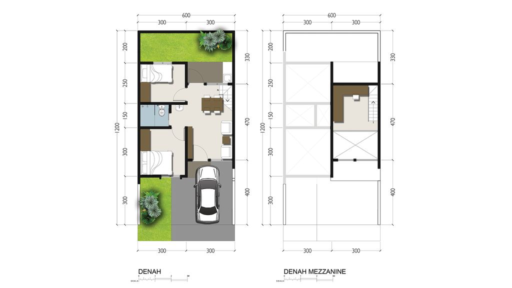foto denah rumah tipe MEZZANINE 39/72 Liverpool perumahan ROYAL SENTRALAND BTP