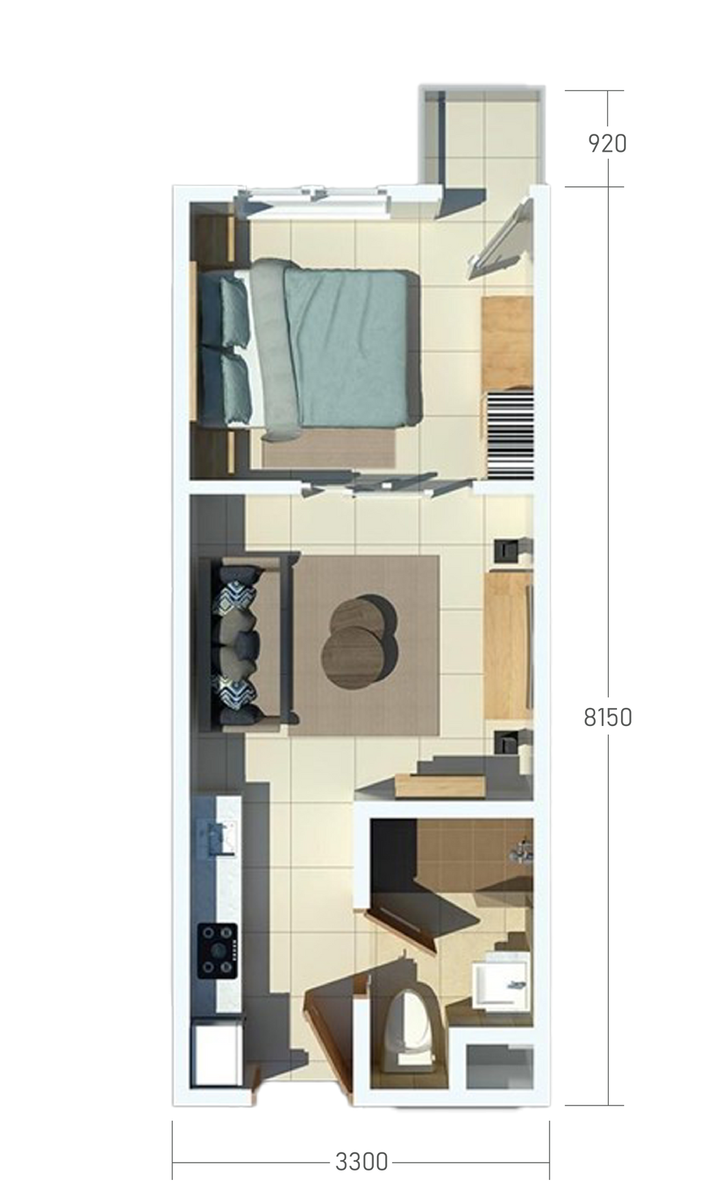 foto denah rumah tipe STUDIO perumahan Tamansari Bintaro Mansion Apartment