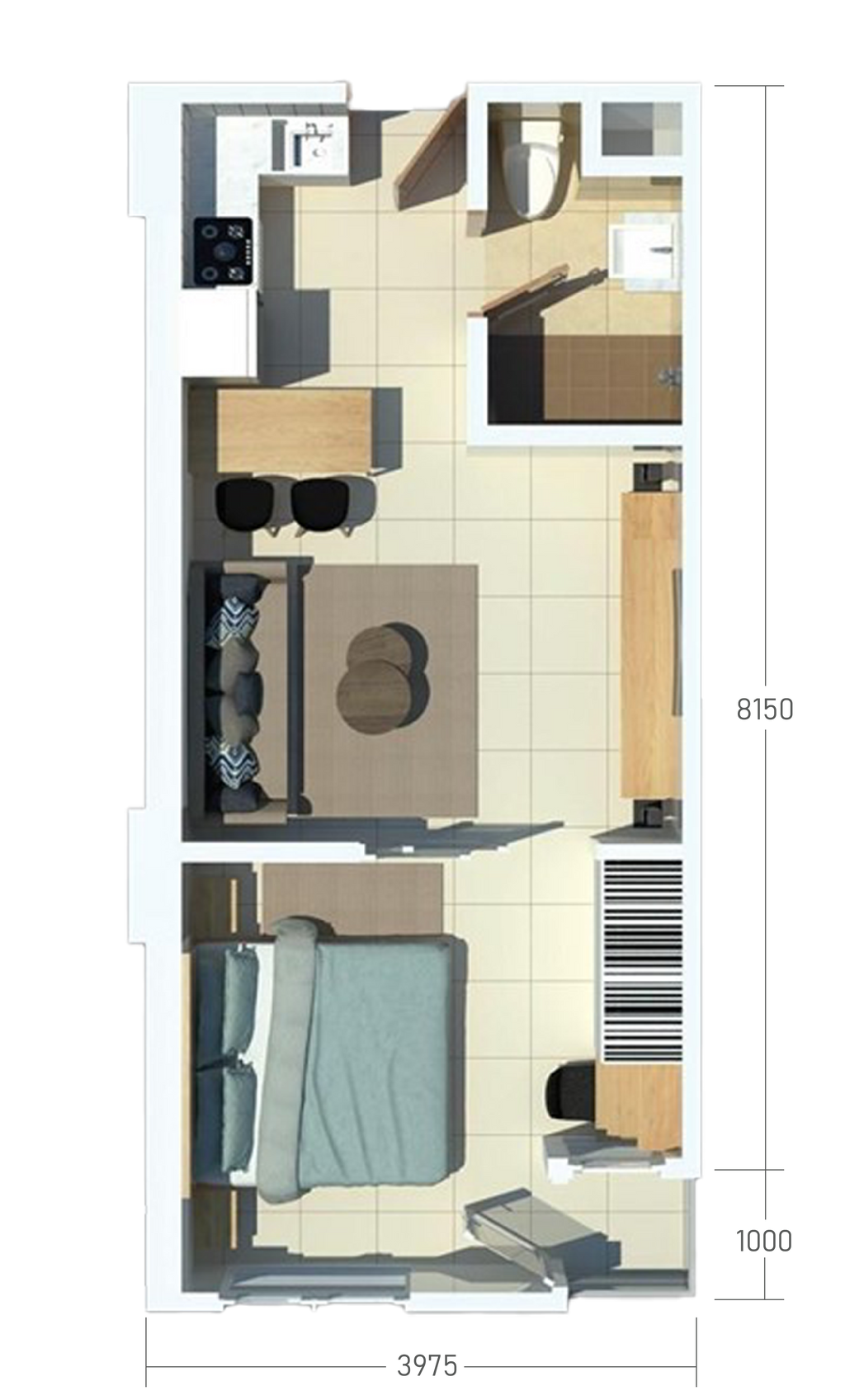 foto denah rumah tipe 1BR - 44 perumahan Tamansari Bintaro Mansion Apartment