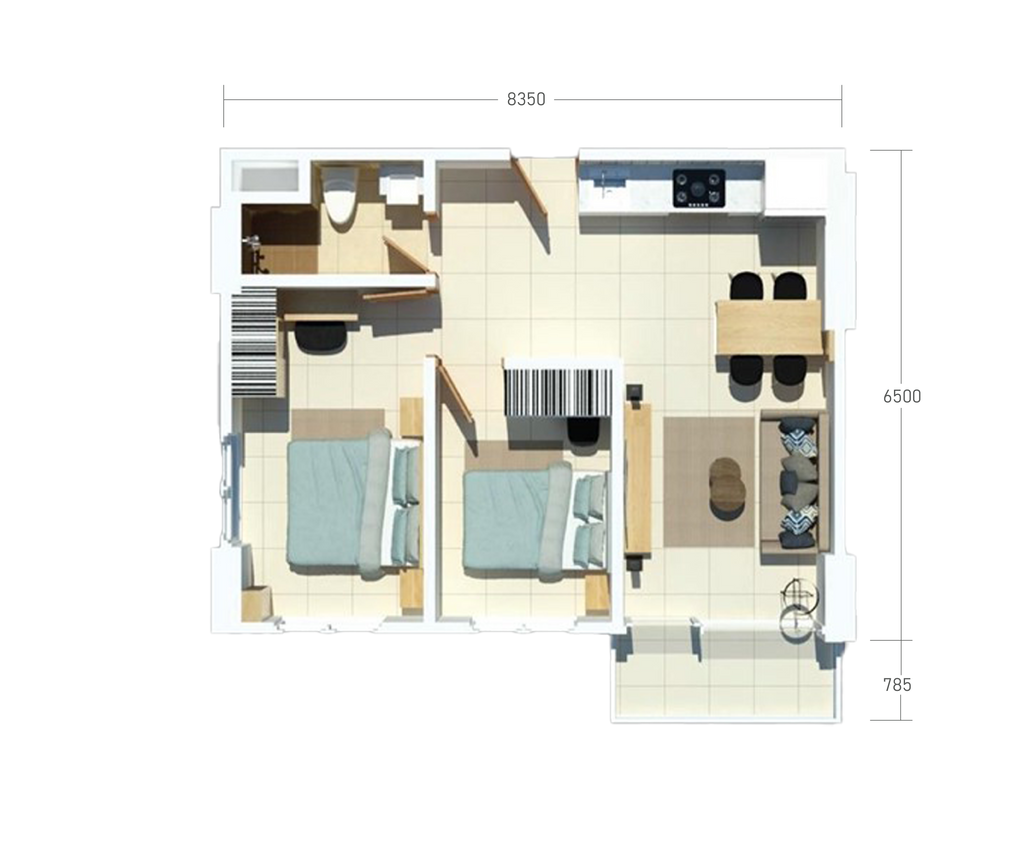 foto denah rumah tipe 2BR - 66 perumahan Tamansari Bintaro Mansion Apartment