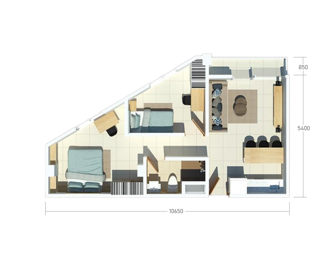 foto denah rumah tipe 2BR - 62 perumahan Tamansari Bintaro Mansion Apartment