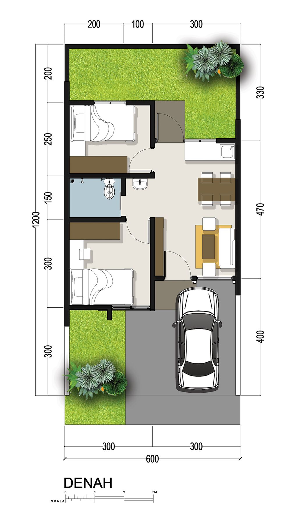 foto denah rumah tipe 37/72 M1 perumahan ROYAL SENTRALAND BTP
