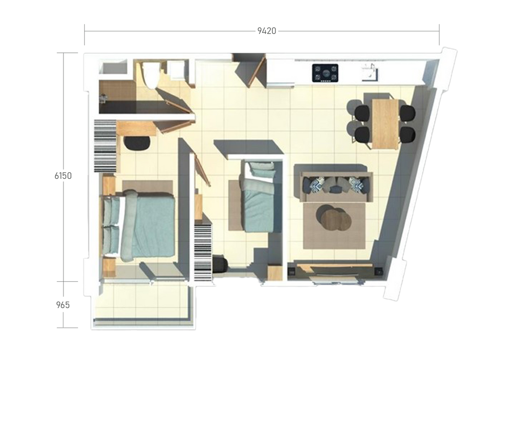 foto denah rumah tipe 2BR - 67 perumahan Tamansari Bintaro Mansion Apartment