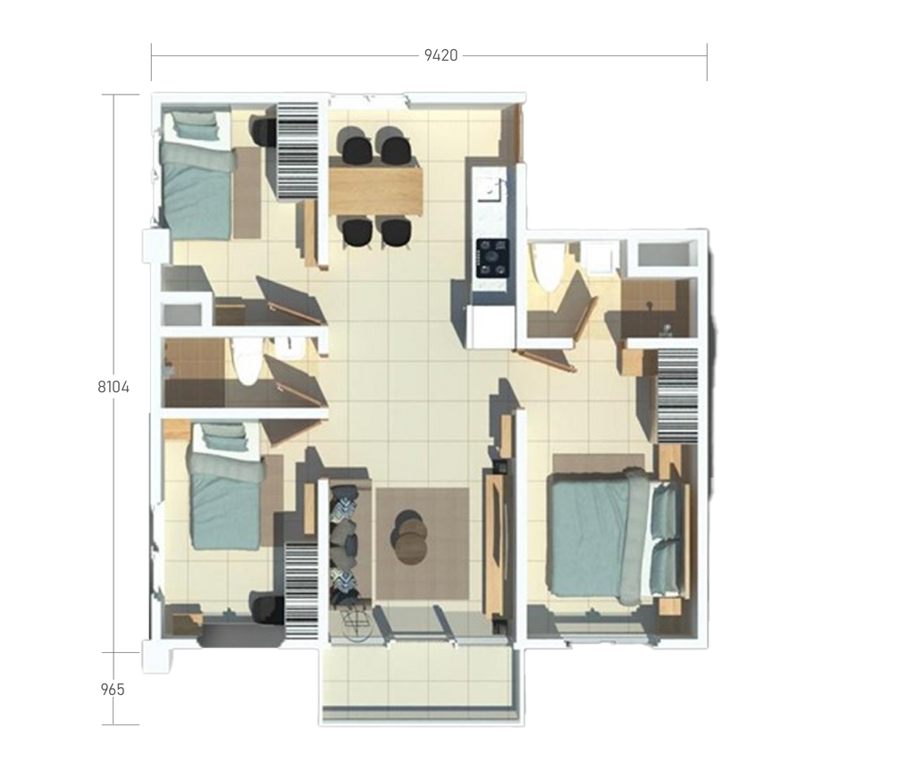 foto denah rumah tipe 3BR - 78 perumahan Tamansari Bintaro Mansion Apartment