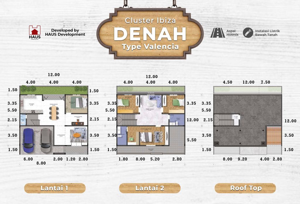 foto denah rumah tipe Valencia perumahan Taman Riviera Cluster Ibiza