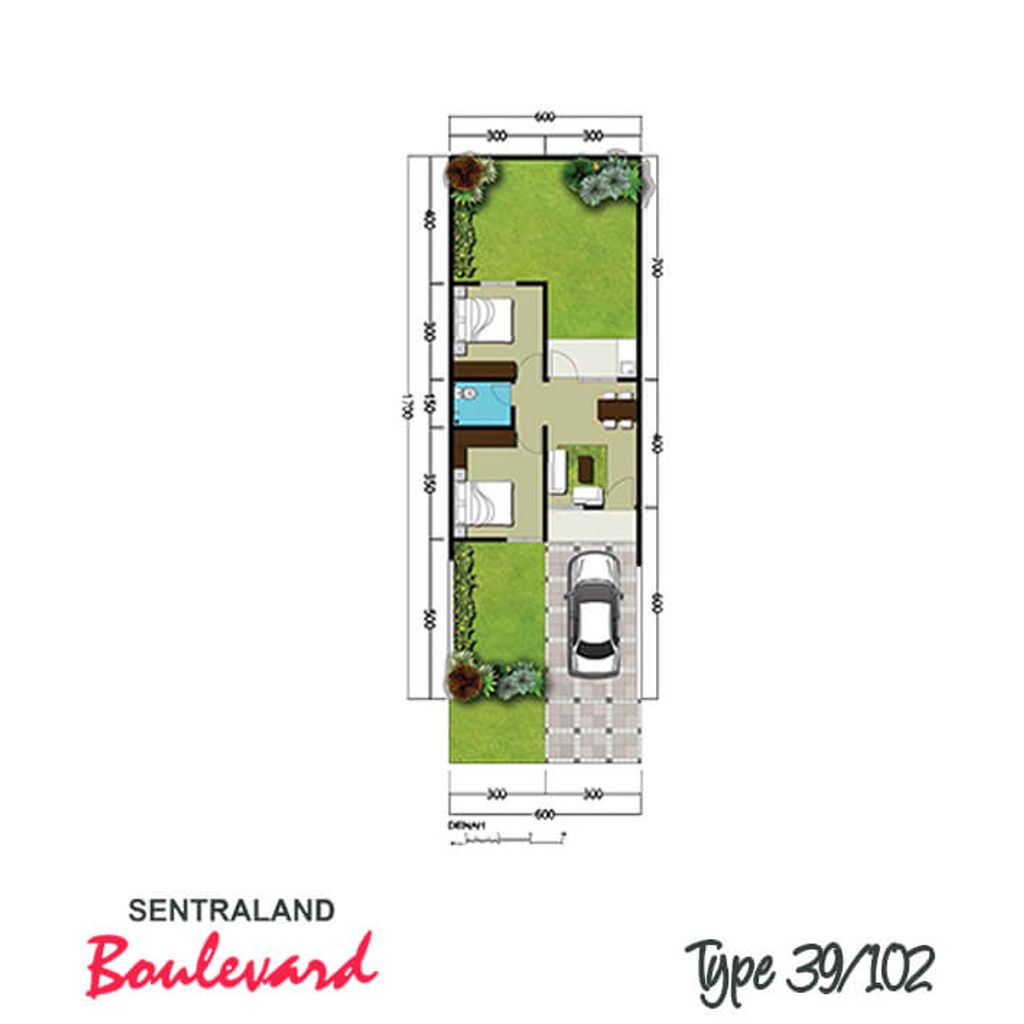 foto denah rumah tipe 39/102 perumahan SENTRALAND BOULEVARD TAHAP 2