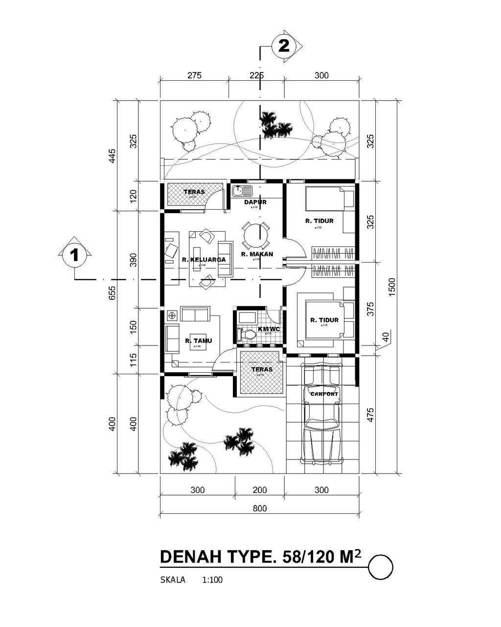 foto denah rumah tipe 58-120 perumahan TAMAN KOPO KATAPANG
