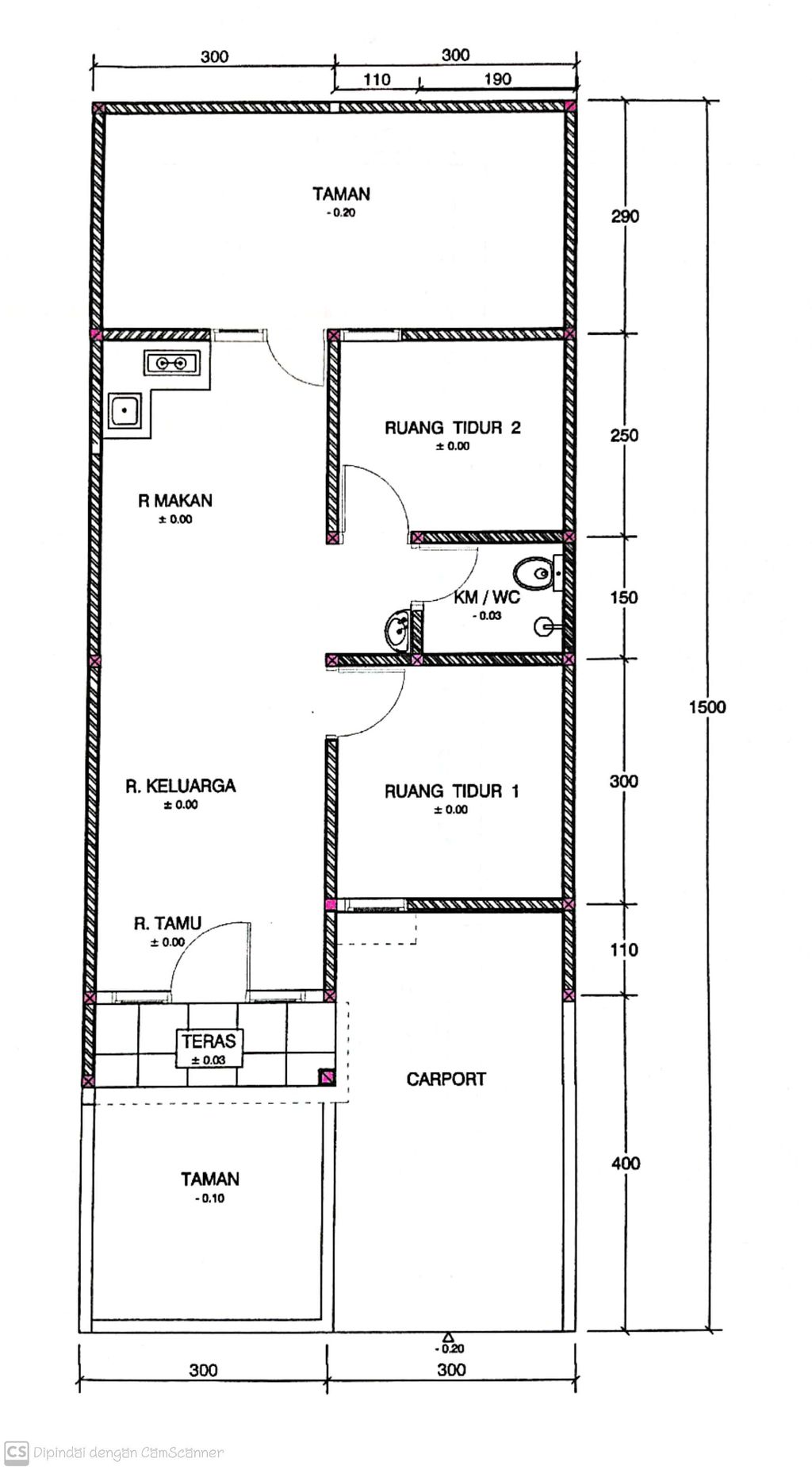 foto denah rumah tipe 42/90 b perumahan BUMI ADIPURA CLUSTER TULIP TAHAP 6