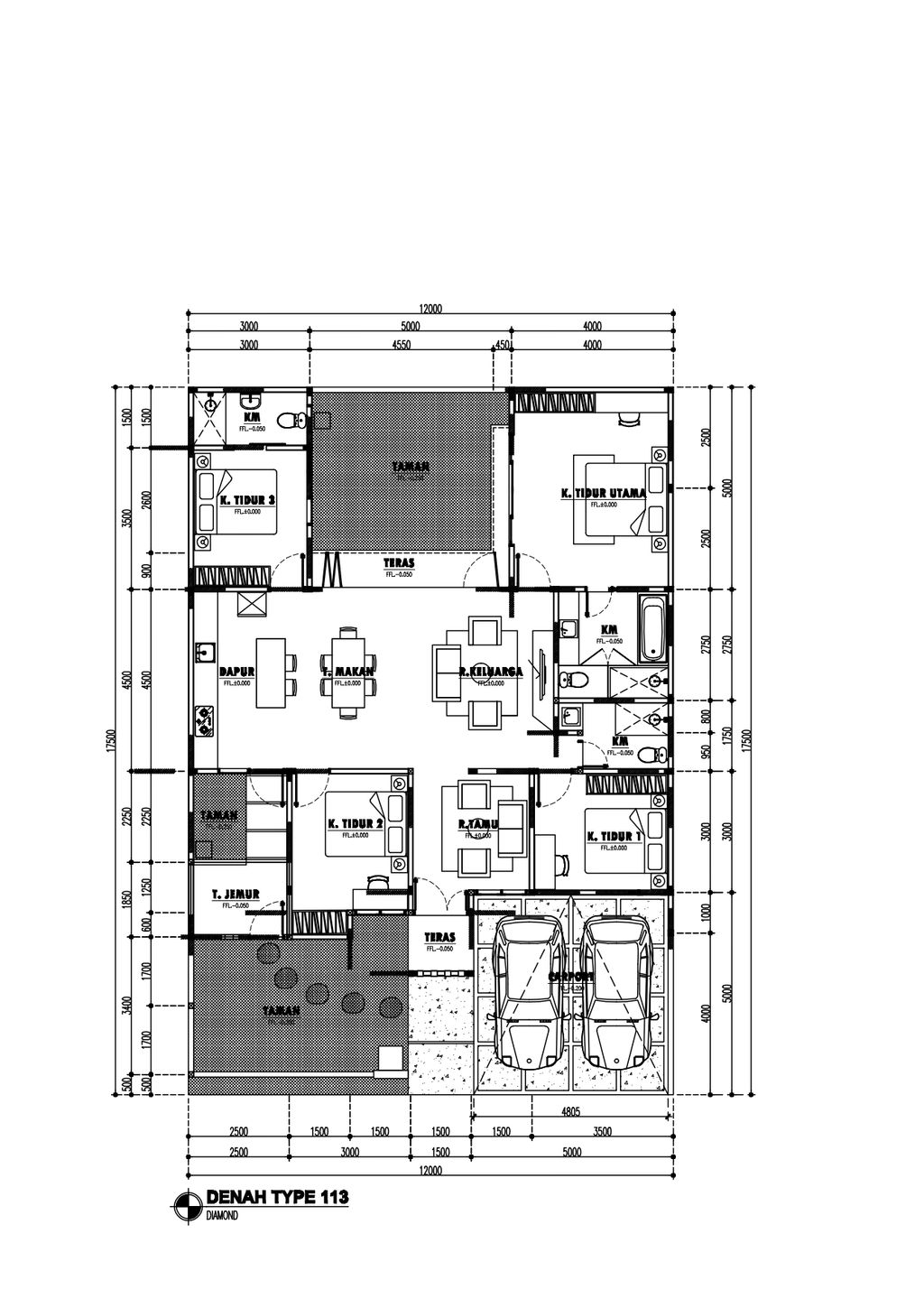 foto denah rumah tipe DIAMOND perumahan PERUMAHAN GREEN BOULEVARD SELAGALAS