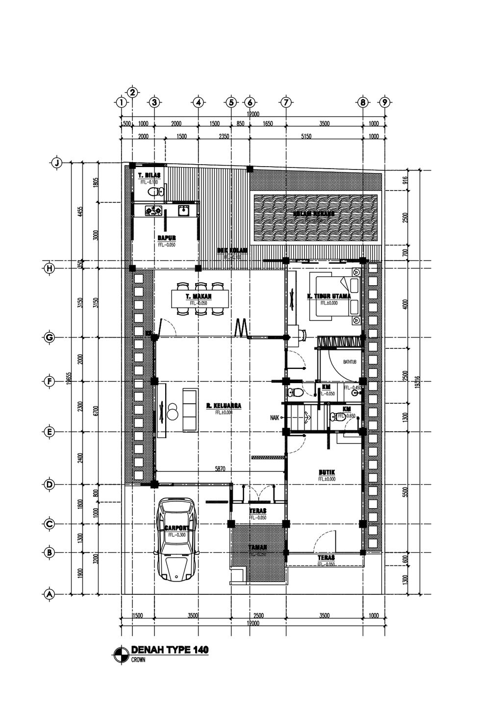 foto denah rumah tipe CROWN perumahan PERUMAHAN GREEN BOULEVARD SELAGALAS