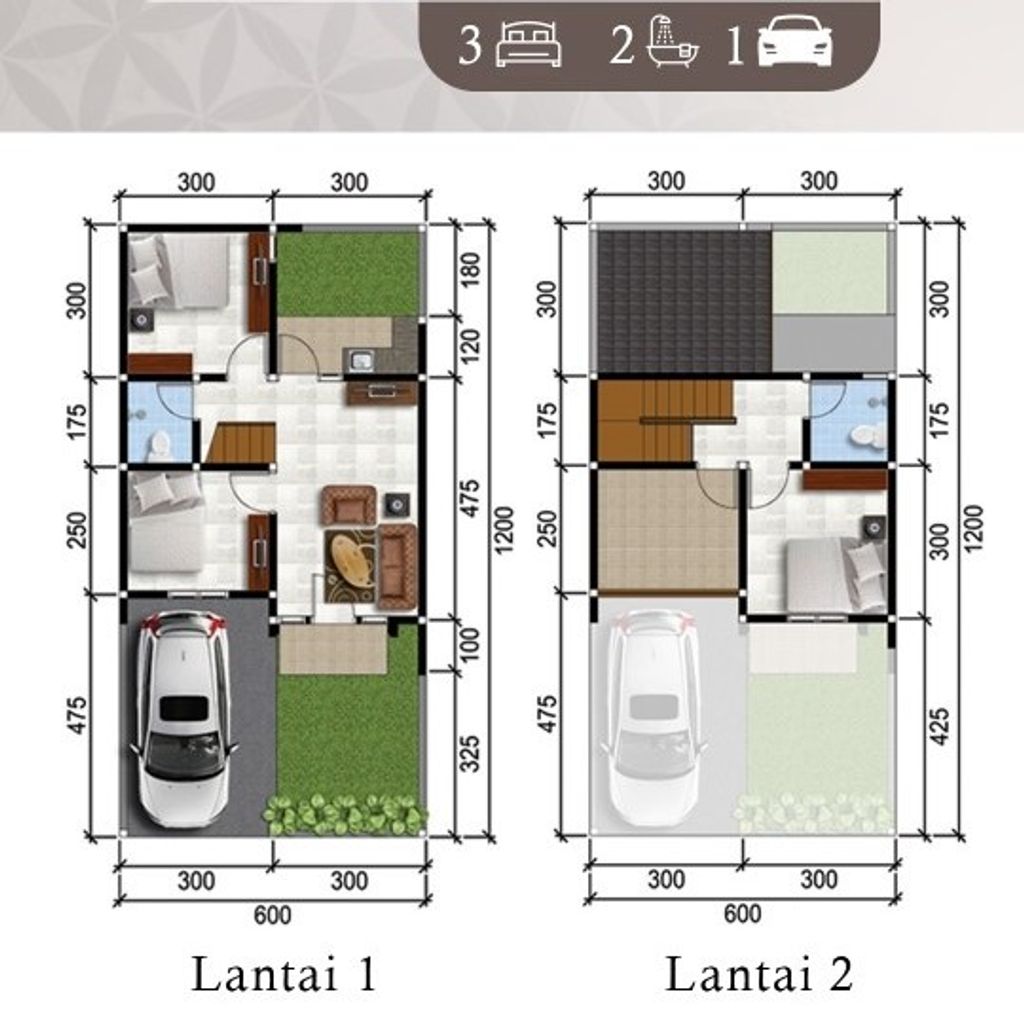 foto denah rumah tipe 61/72 perumahan ALANA REGENCY TAMBAK OSO
