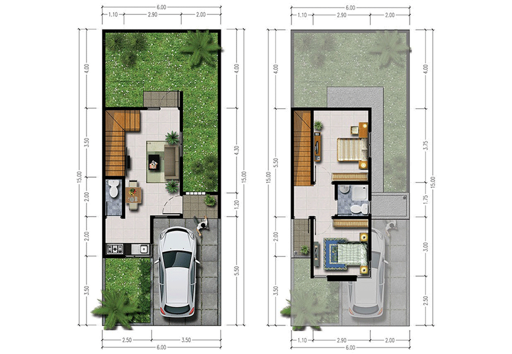 foto denah rumah tipe Akasha perumahan CLUSTER ALBASIA & LAVESH KHI