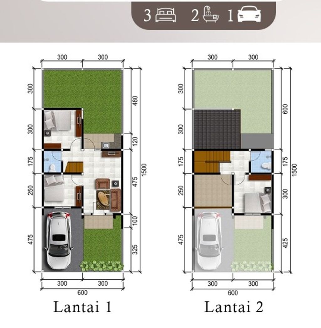 foto denah rumah tipe 61/90 perumahan ALANA REGENCY TAMBAK OSO