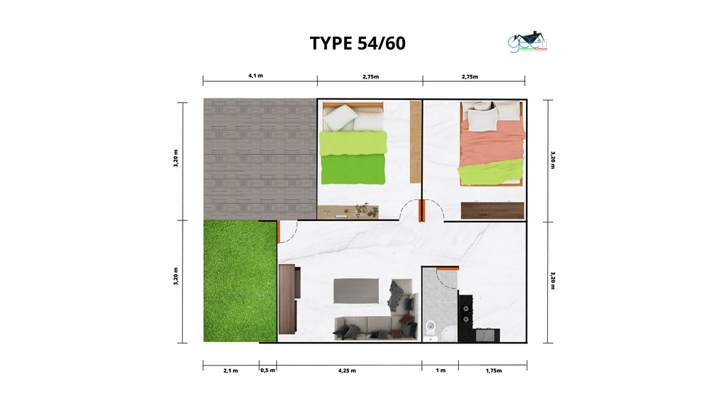 foto denah rumah tipe 54/60 perumahan Geefi Residence