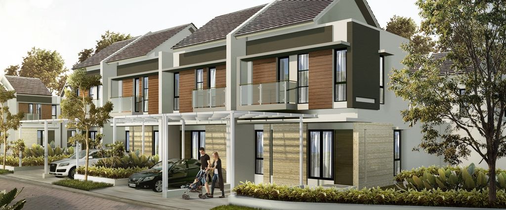 foto tampak rumah tipe Naraya (HOEK) perumahan CLUSTER ALBASIA & LAVESH KHI