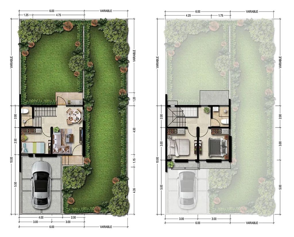 foto denah rumah tipe Naraya HOEK perumahan CLUSTER ALBASIA & LAVESH KHI