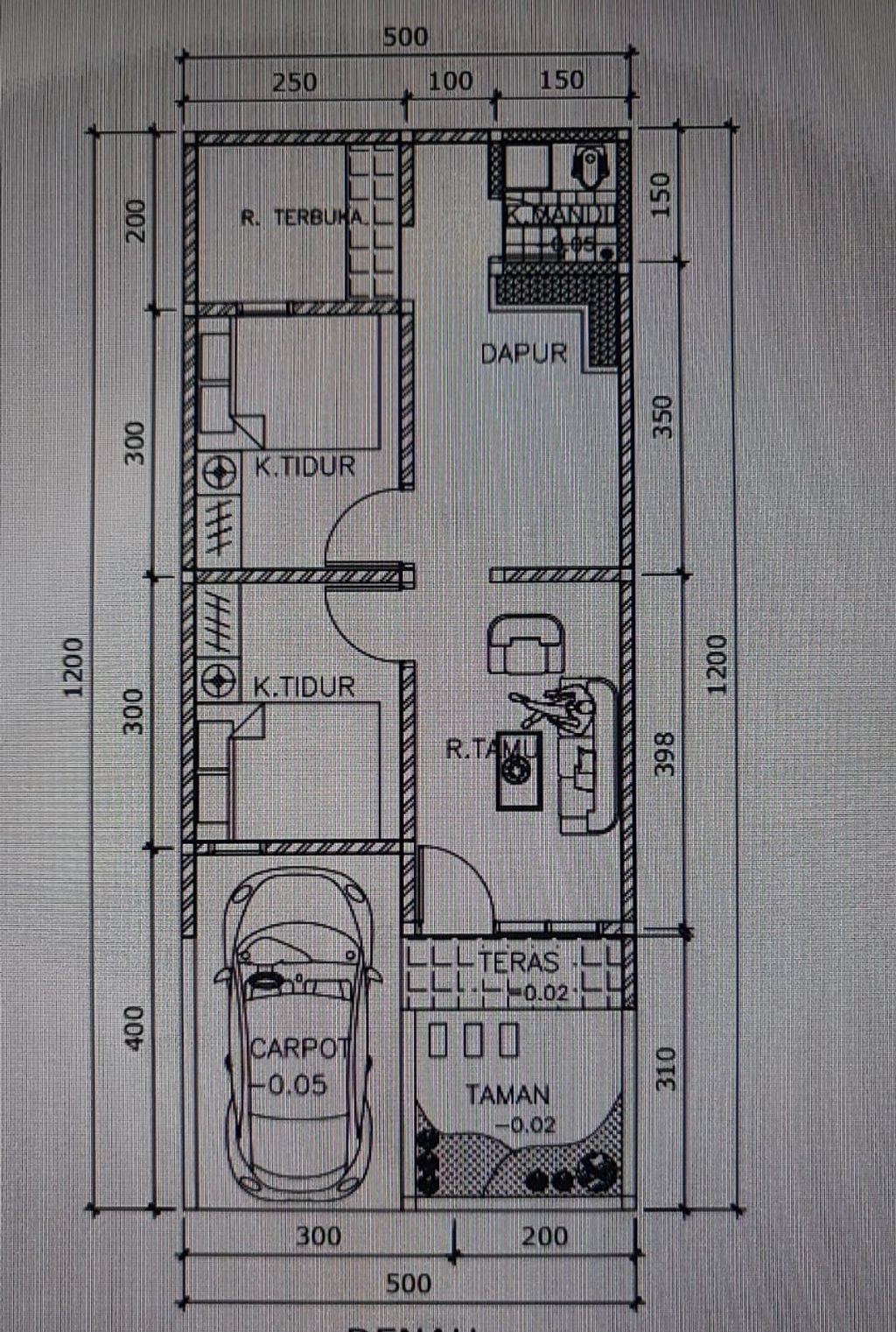 foto denah rumah tipe 47 perumahan QUEEN GARDENIA 2