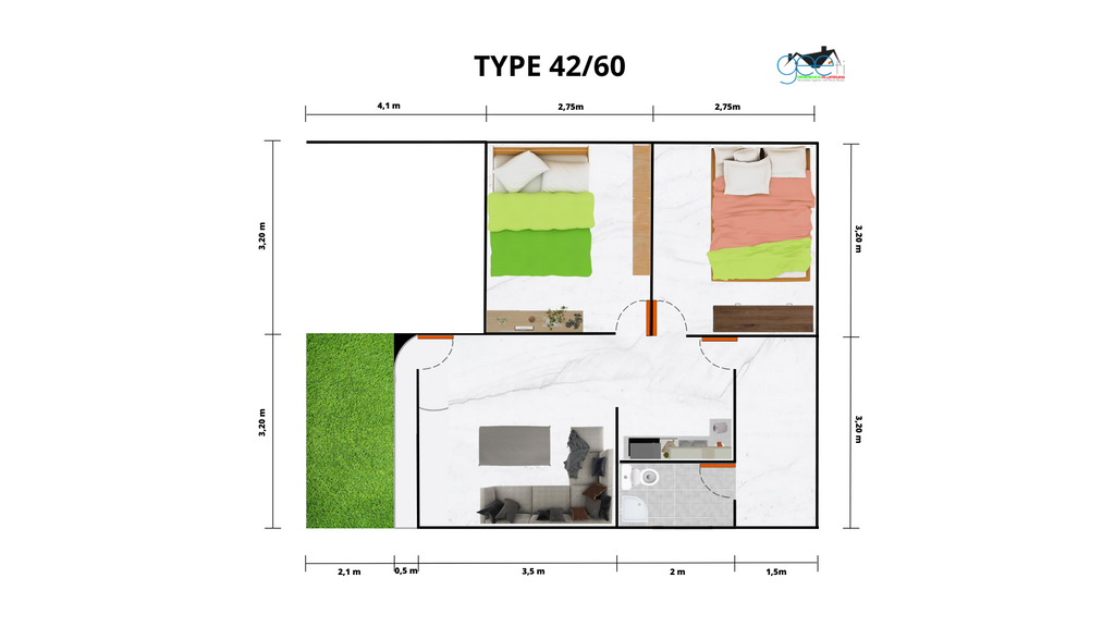 foto denah rumah tipe 42/60 perumahan Geefi Residence