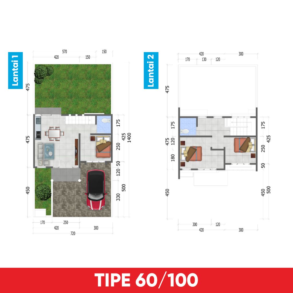 foto denah rumah tipe 60 Tahap 1 perumahan Graha Permata Estate Tahap 1