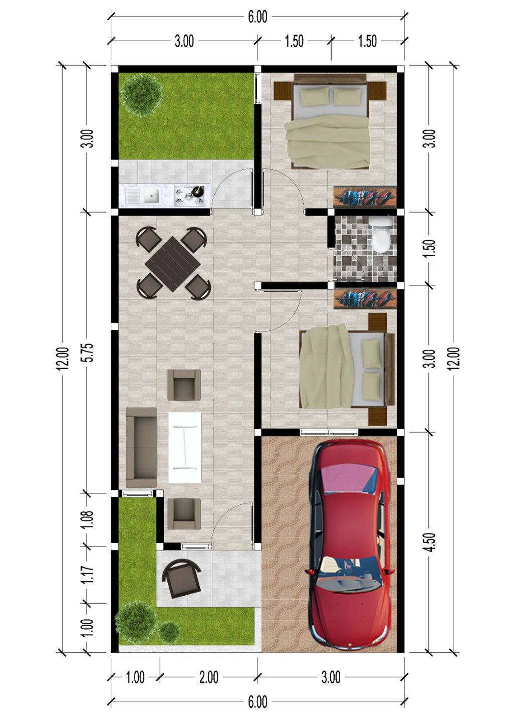 foto denah rumah tipe New Carino Plus perumahan Bella Casa Village