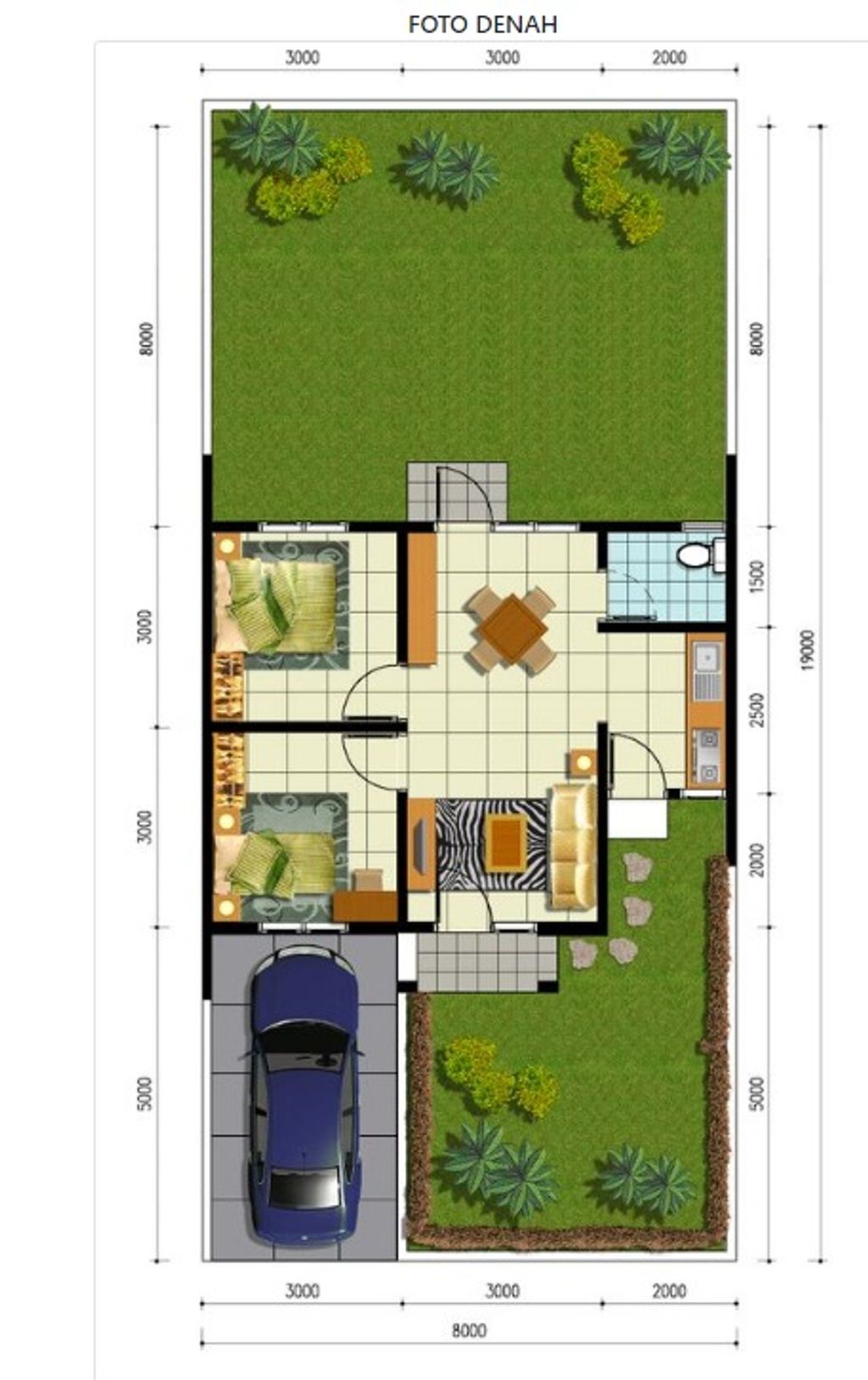 foto denah rumah tipe 27/72 perumahan Perumnas Samesta Parayasa