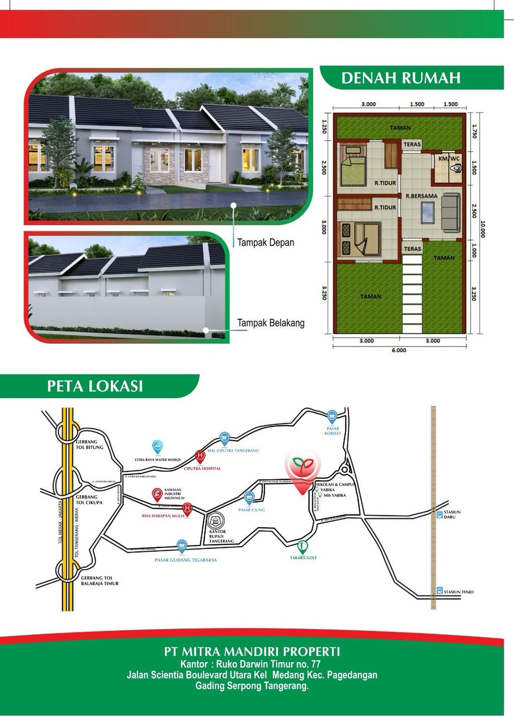 foto denah rumah tipe 30/60 perumahan Duta Permata Residence (Tahap 2)