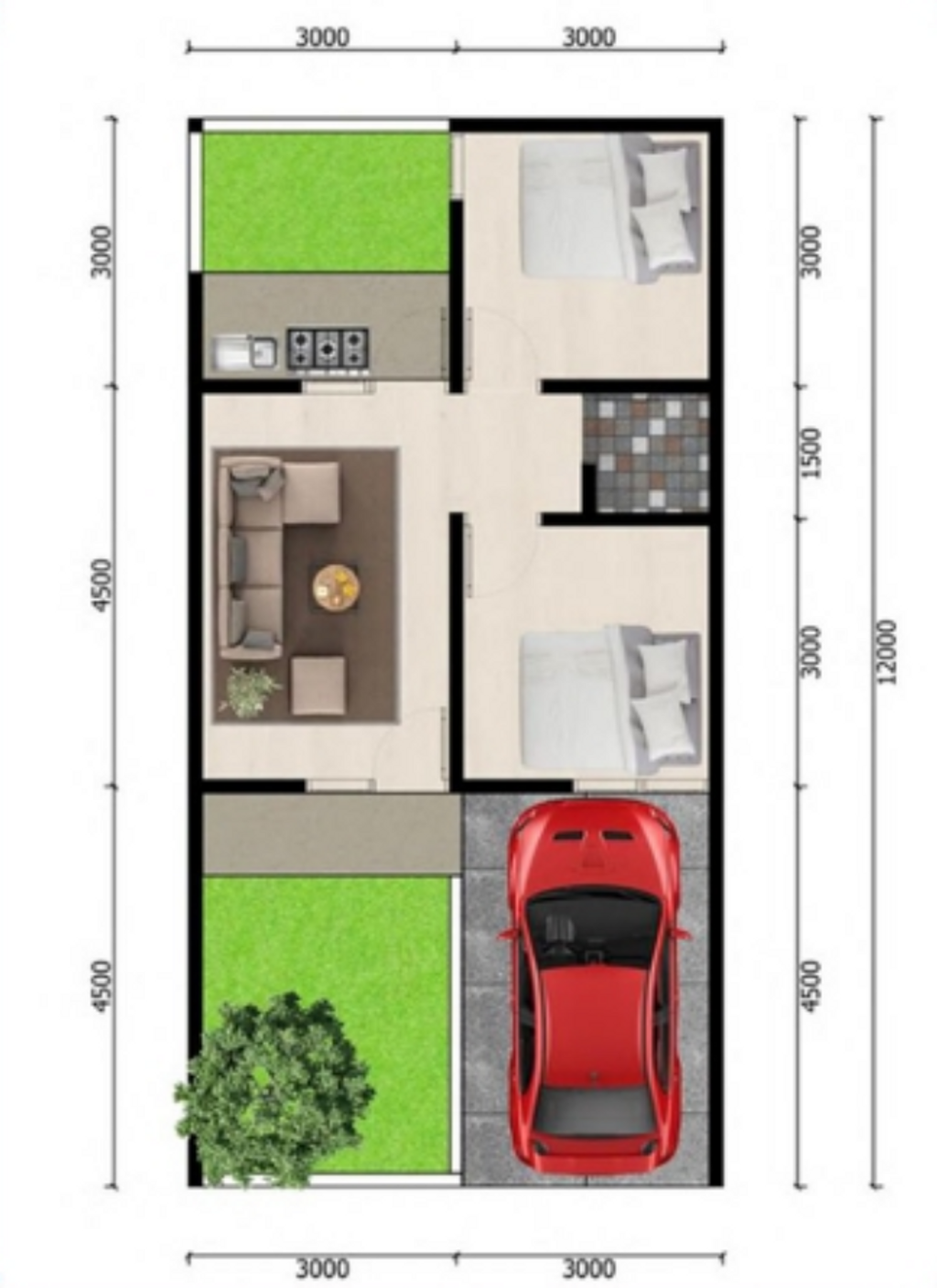 foto denah rumah tipe 40 perumahan REMBANGAN HILL RESIDENCE