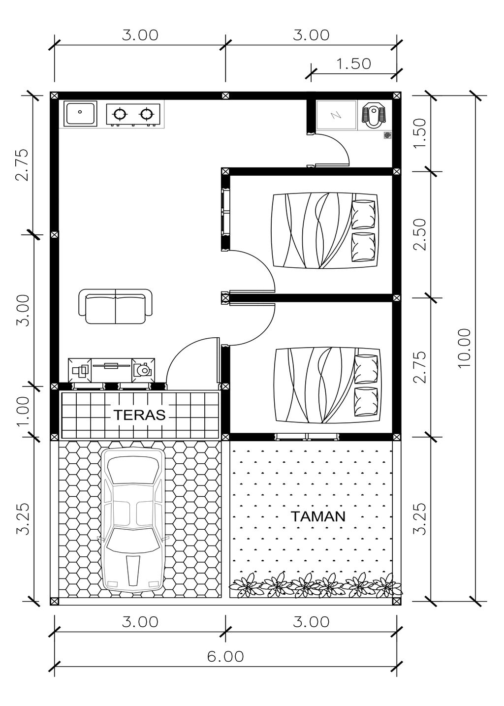 foto denah rumah tipe 36/60 perumahan GRAND PABEDILAN AMANAH