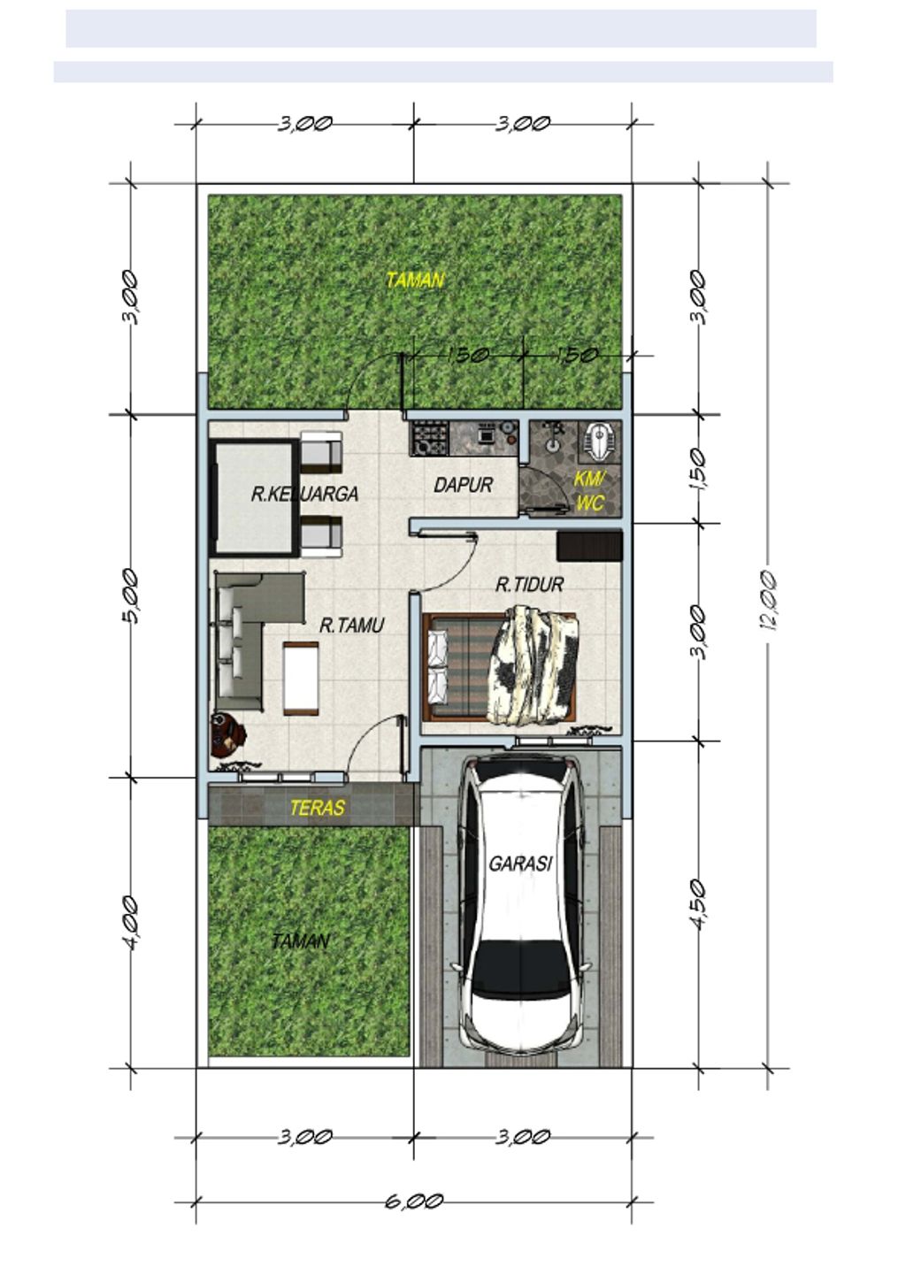 foto denah rumah tipe 30 perumahan BUMI BORONGLOE PERMAI 5