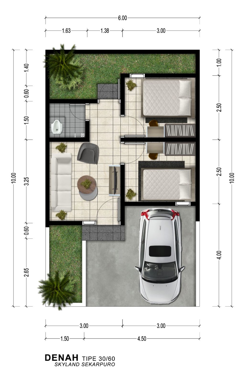 foto denah rumah tipe Skyland perumahan SKYLAND SEKARPURO
