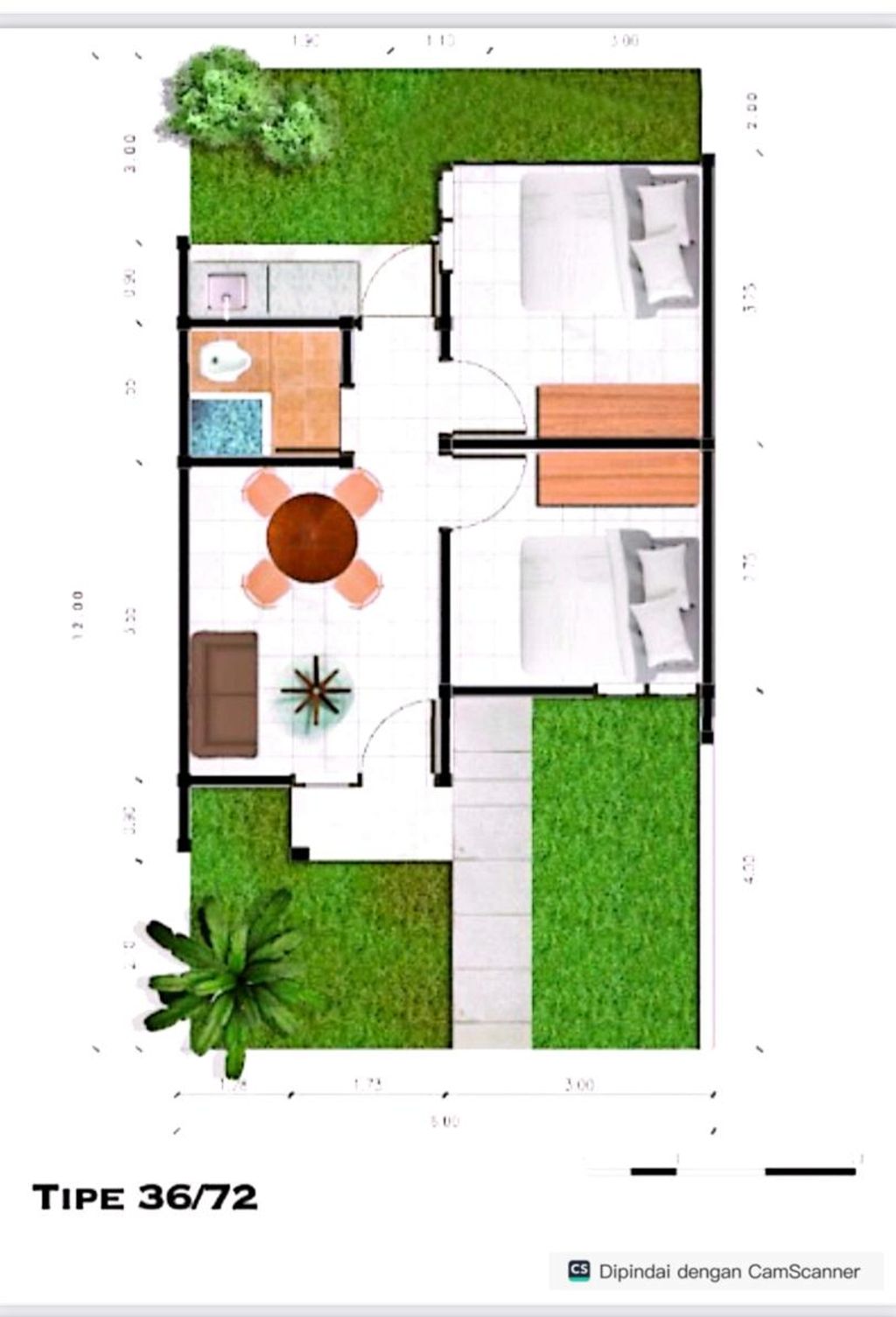 foto denah rumah tipe 36/108 perumahan Gardenia 2 cileungsi