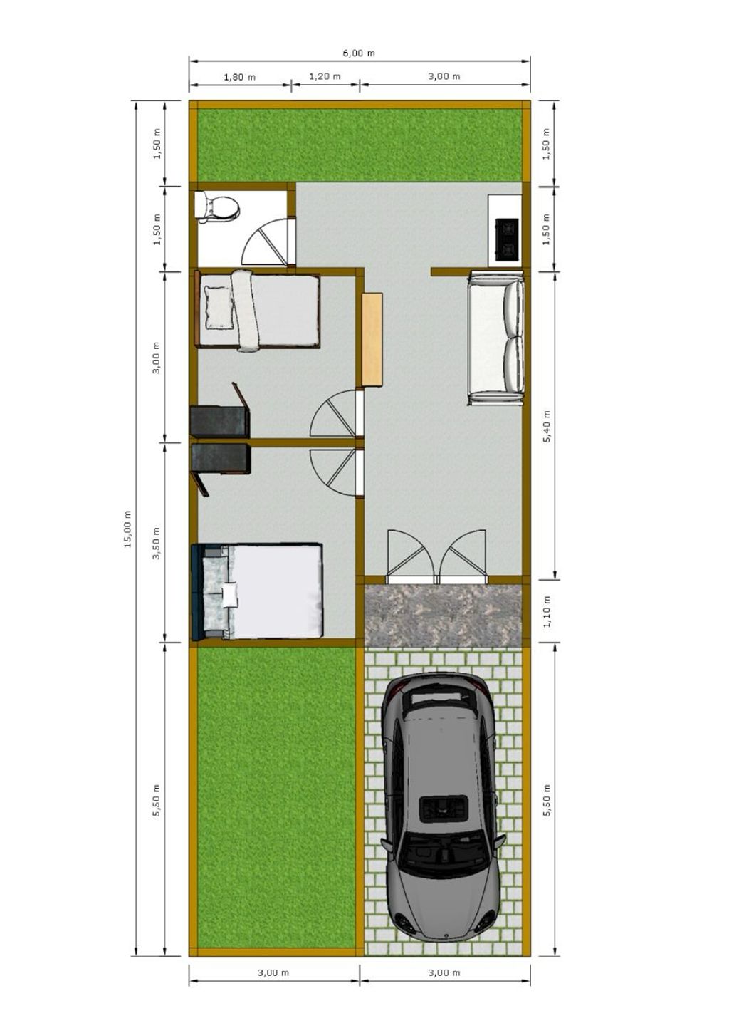 foto denah rumah tipe 45/90 perumahan Siliwangi Green Residence