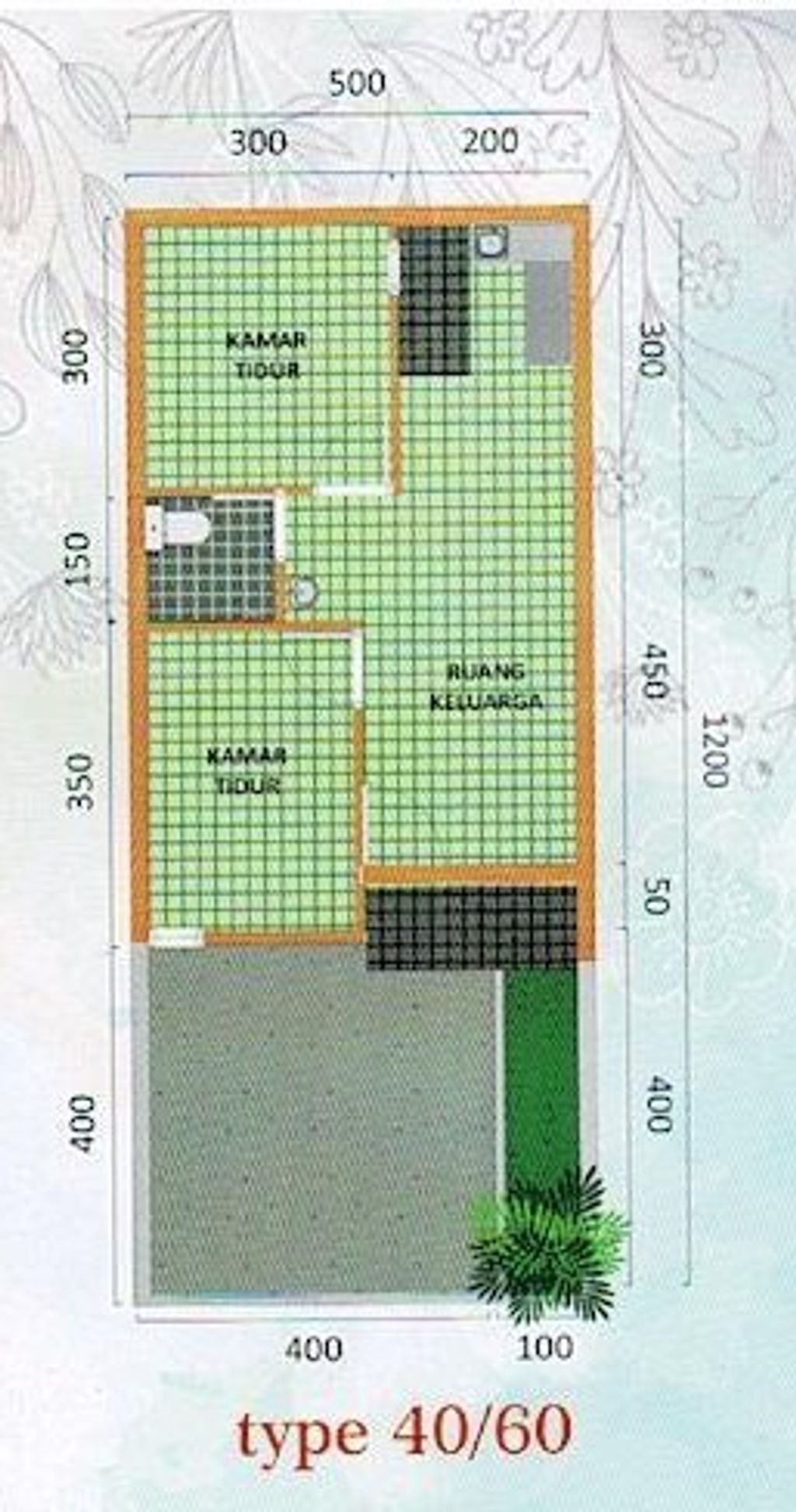 foto denah rumah tipe 40/60 perumahan PAI RESIDENCE