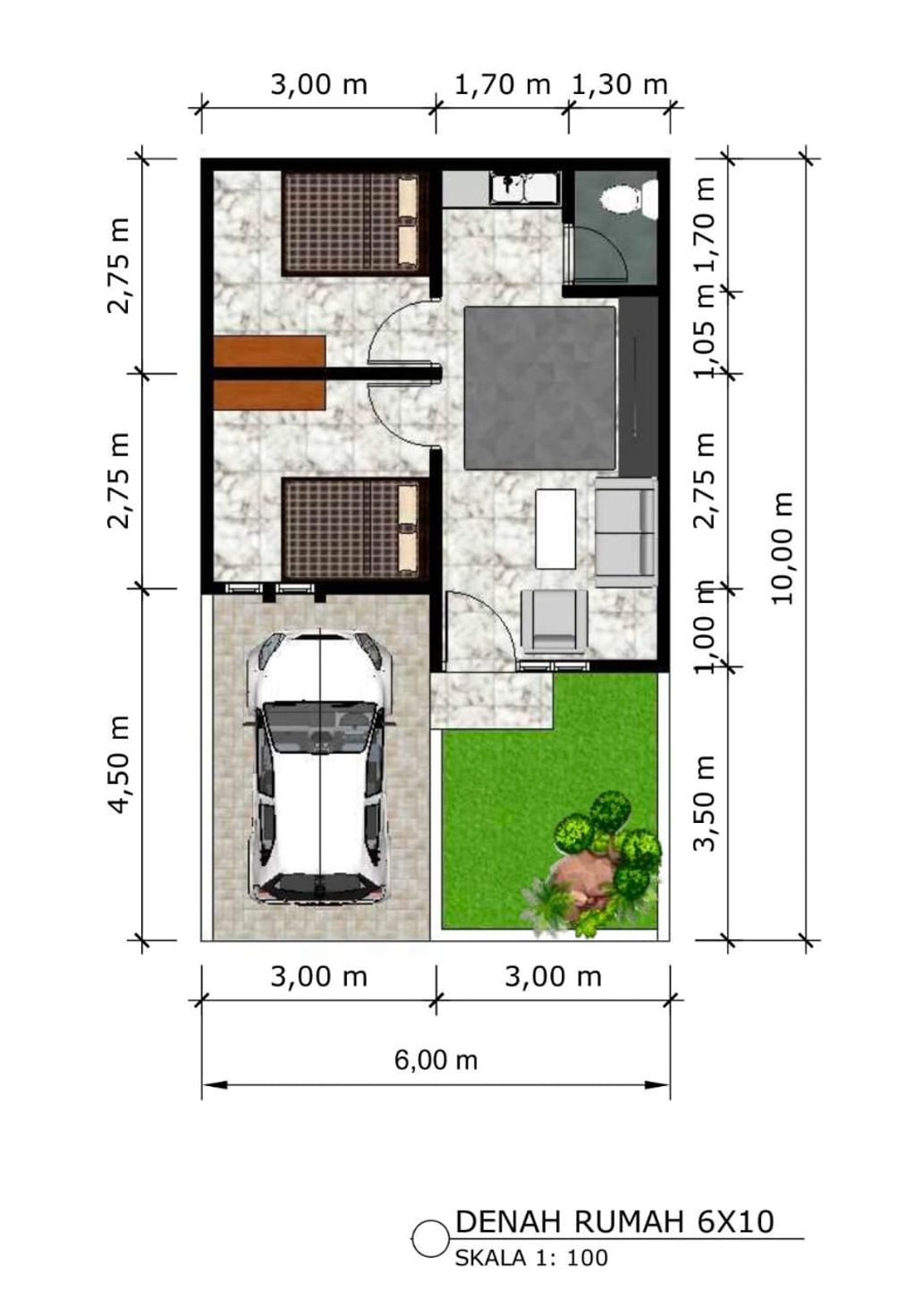 foto denah rumah tipe 36/60 perumahan PESONA BK