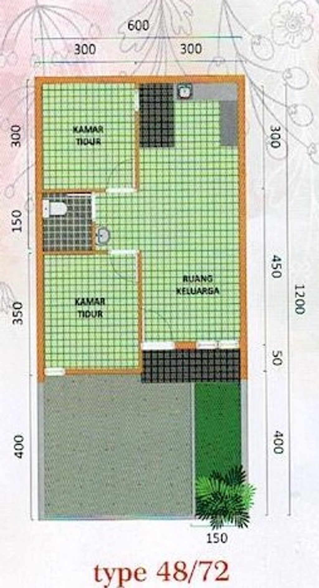 foto denah rumah tipe 48/72 perumahan PAI RESIDENCE