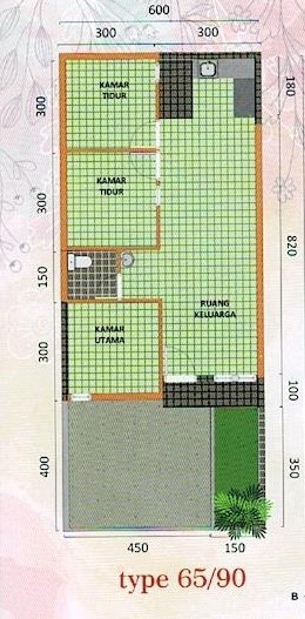 foto denah rumah tipe 65/90 perumahan PAI RESIDENCE