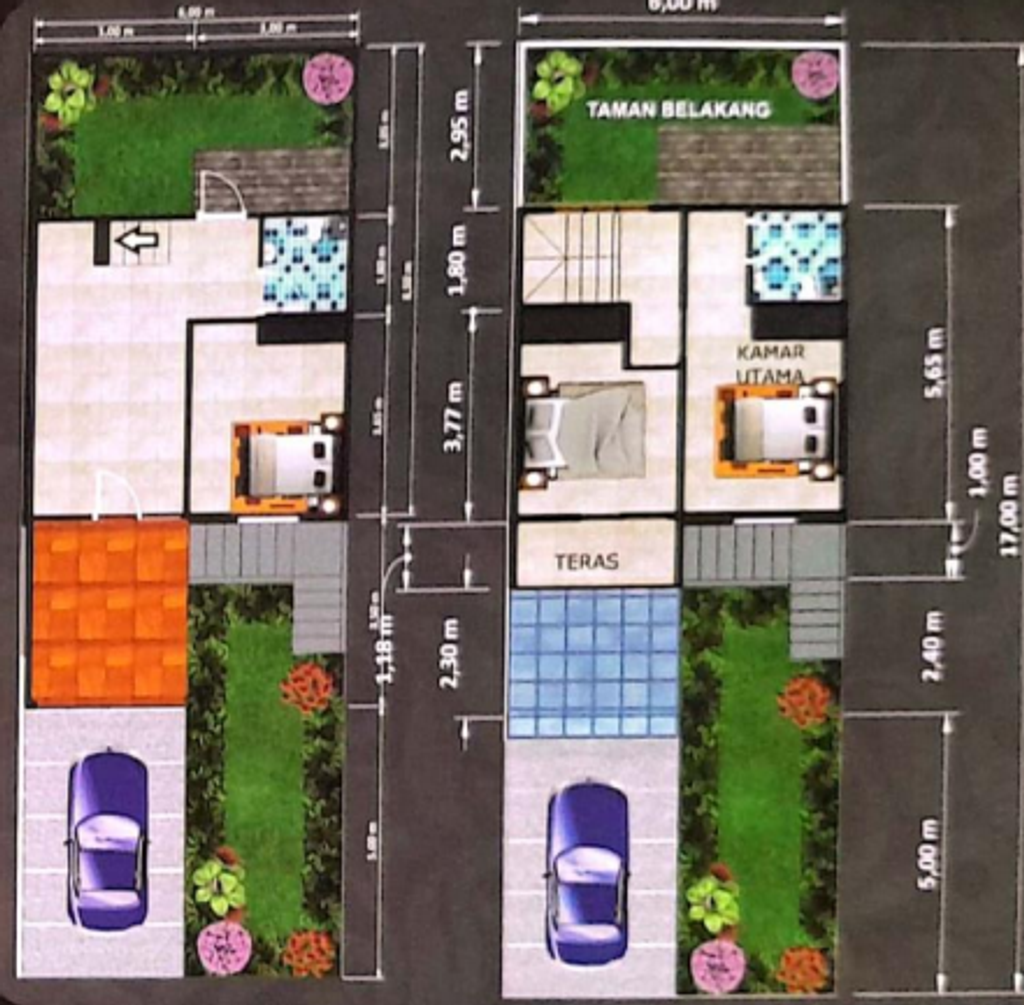 foto denah rumah tipe Lavender 60/102 perumahan KOTA BALI RESIDENCE