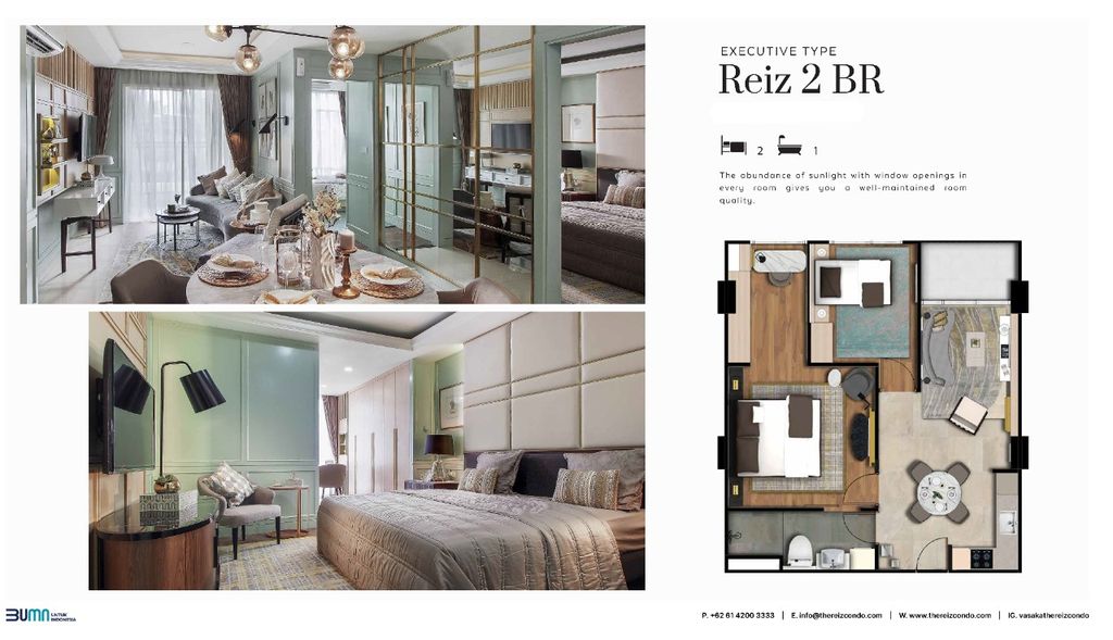 foto tampak rumah tipe Reiz 2BR Corner perumahan Apartemen The Reiz Condo Medan