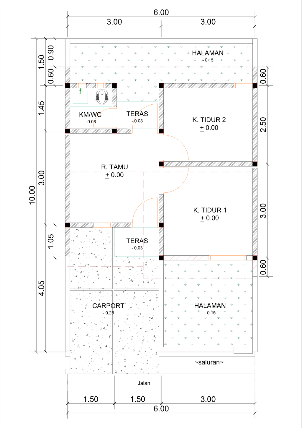 foto denah rumah tipe C18-14 (2023) perumahan Kepuren Residence (Kepuren)