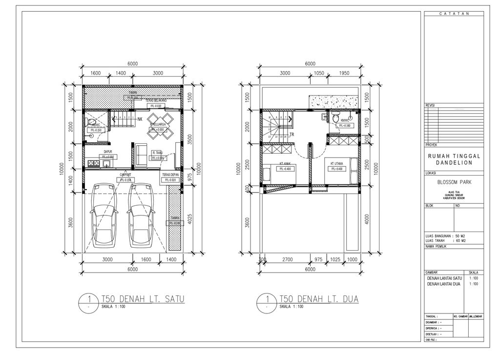 foto denah rumah tipe Dandellion perumahan Blossom Park Residence Type Dandelion