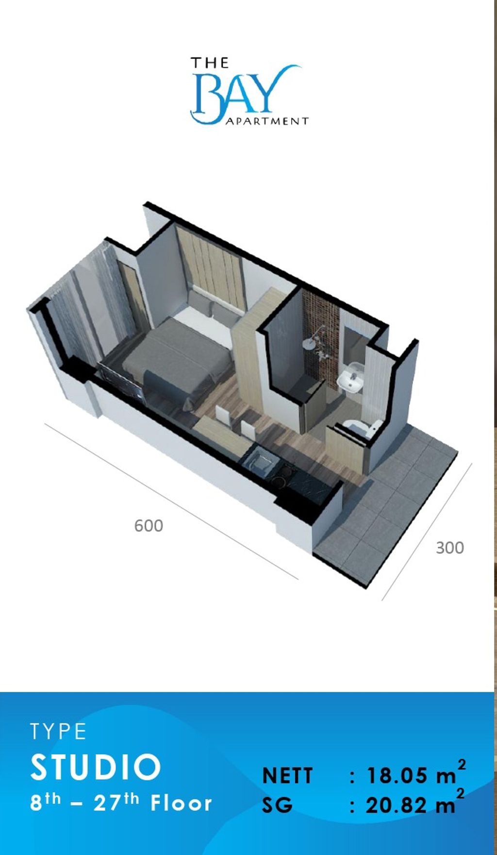 foto denah rumah tipe STUDIO perumahan The bay Apartment