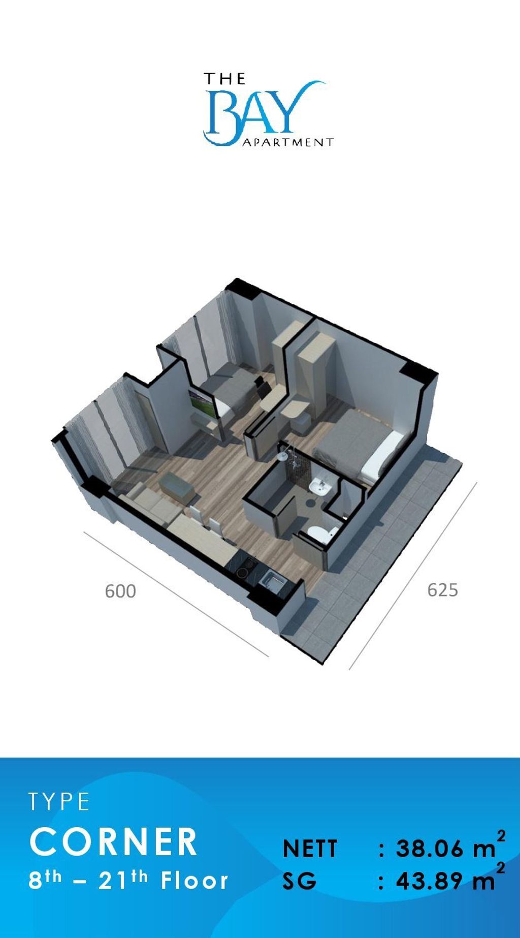foto denah rumah tipe CORNER perumahan The bay Apartment