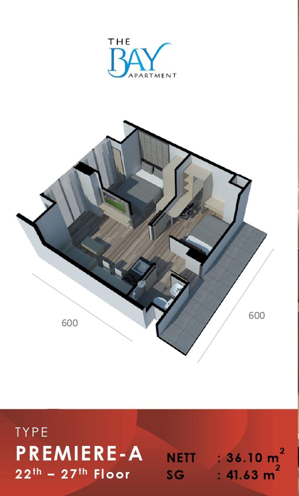 foto denah rumah tipe PREMIERE A perumahan The bay Apartment