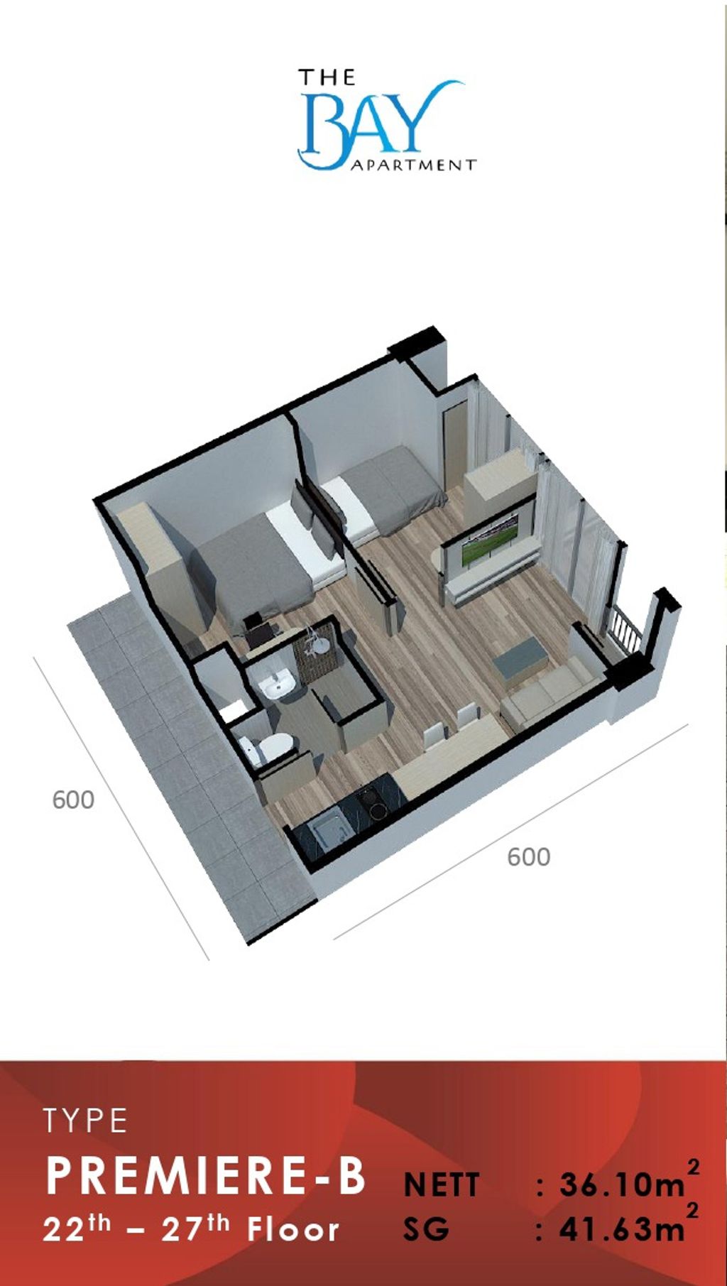 foto denah rumah tipe PREMIERE B perumahan The bay Apartment