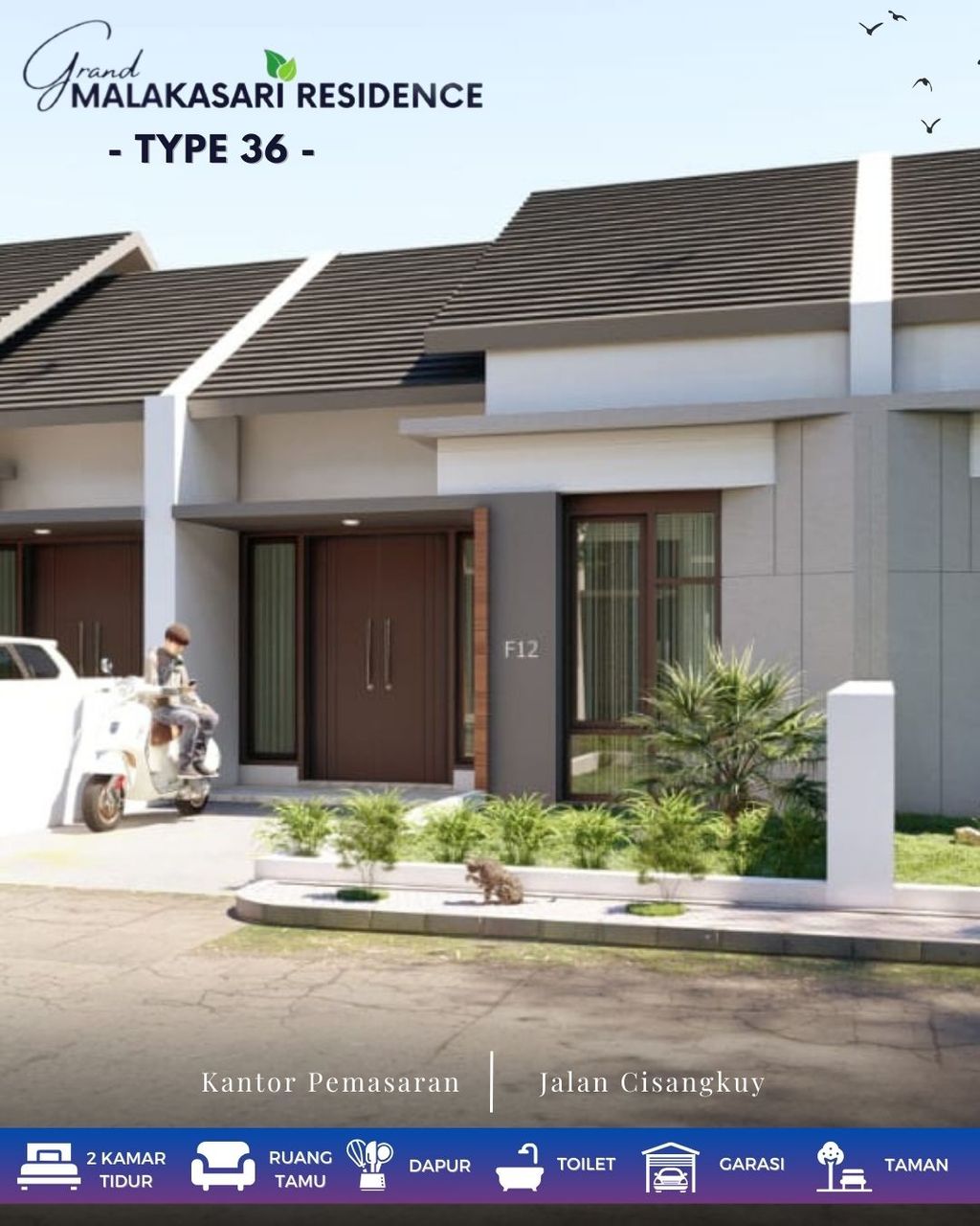 foto tampak rumah tipe 36 perumahan Grand Malakasari Residence
