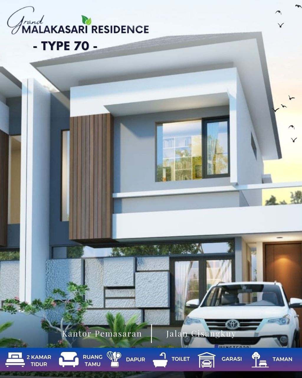 foto tampak rumah tipe 70 perumahan Grand Malakasari Residence