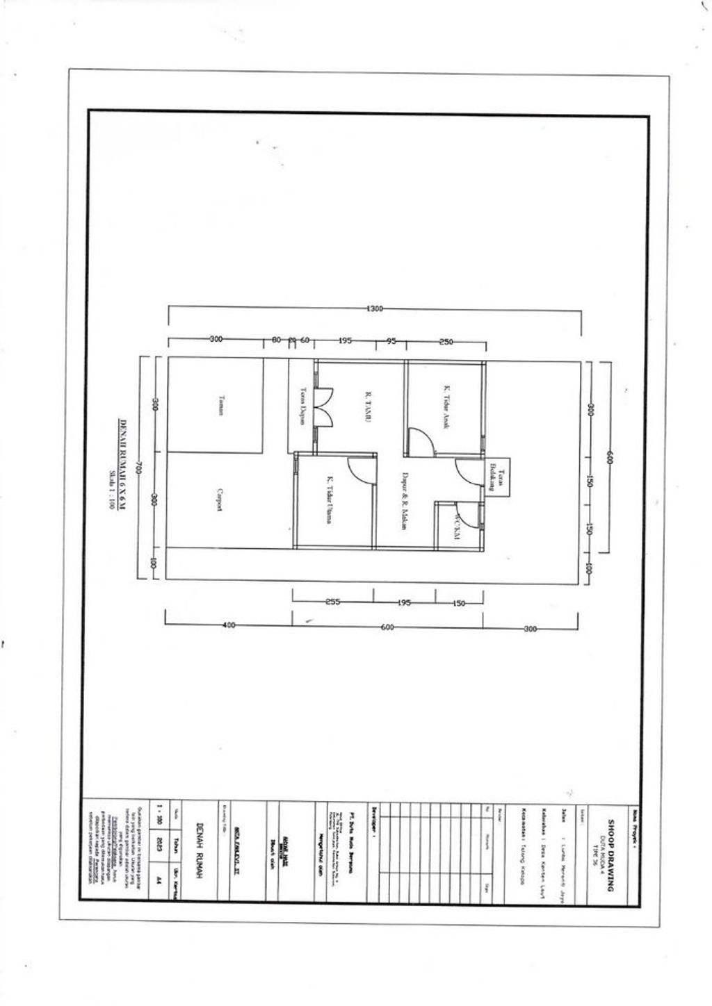 foto denah rumah tipe 36/91 perumahan PEKON DUTA MUDA 4.