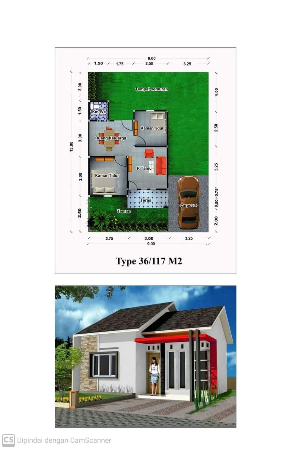 foto denah rumah tipe 36 perumahan PERUMAHAN ANAK RANTAU RESIDENCE IV